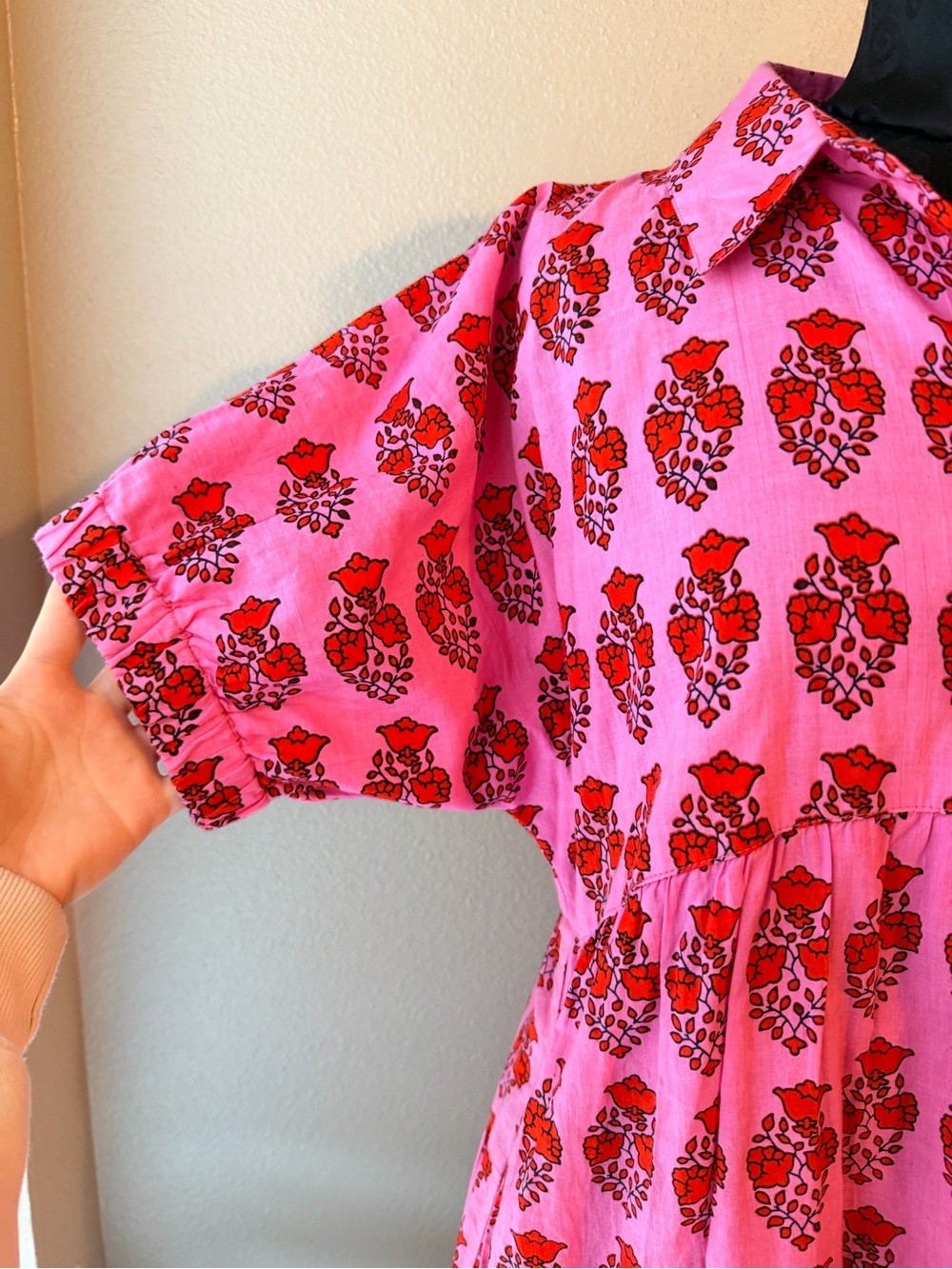 THML Pink Floral Tiered Shirt Dress size XL - Picture 4 of 9